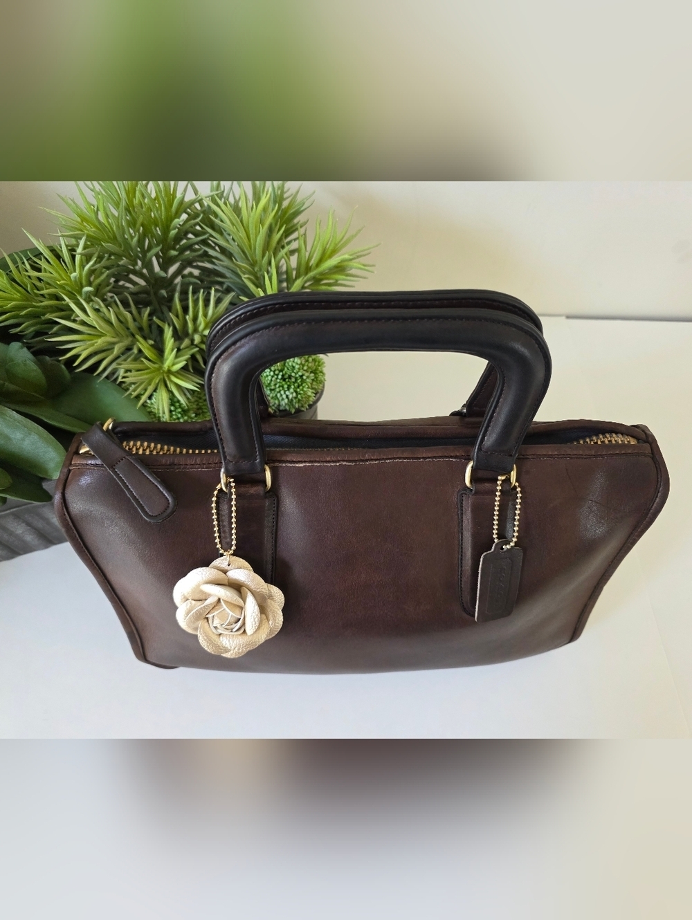 Vintage Coach Slim Satchel NYC Mahogany Glove Tanned Leather Top Handle Brief - Picture 3 of 16